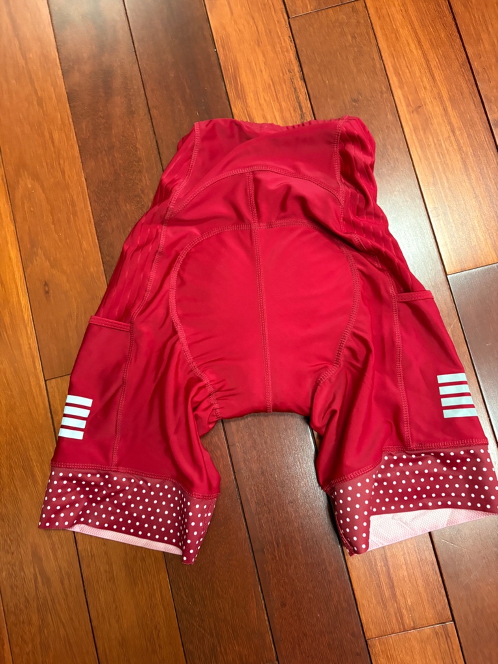 Men's Athletic Cycling Shorts in Red with Polka Dot Hem